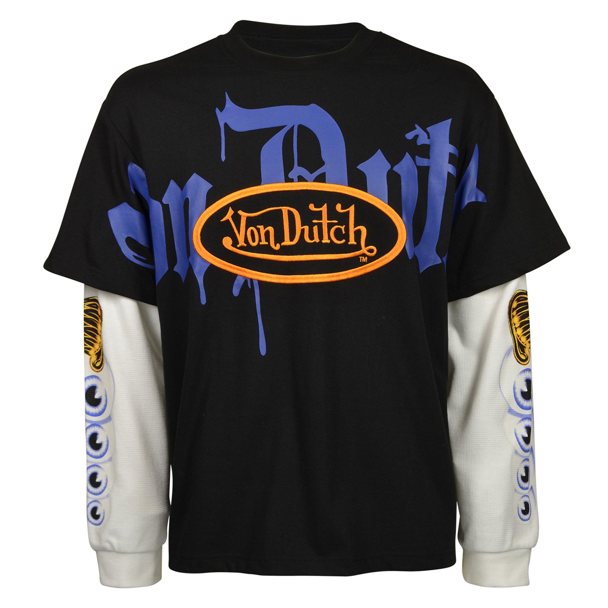 Von Dutch Men's Thermal Sleeve 2Fer Top - BLACK